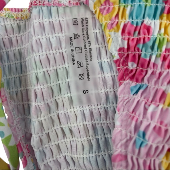 New COZYEASE Women's 2 Piece Floral Bikini Smocked Drawstring Triangle, Small - Picture 6 of 7